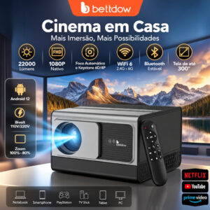 Projetor Bettdow 22000LM 1080P 4K Full HD Projetor Portátil para Casa
