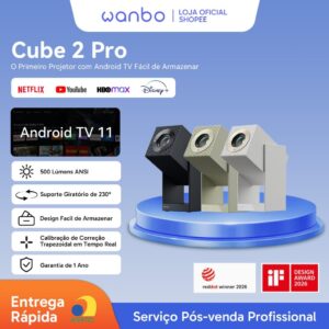 Projetor Portatil Inteligente Wanbo Cube 2 Pro Netflix Oficial 1080P