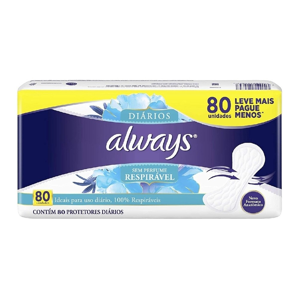 Protetor Diario Always Respiravel Sem Perfume 80 Unidades Leve mais