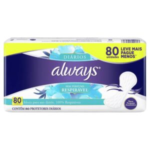 Protetor Diário Always Sem Perfume Respirável Com 80 Unidades