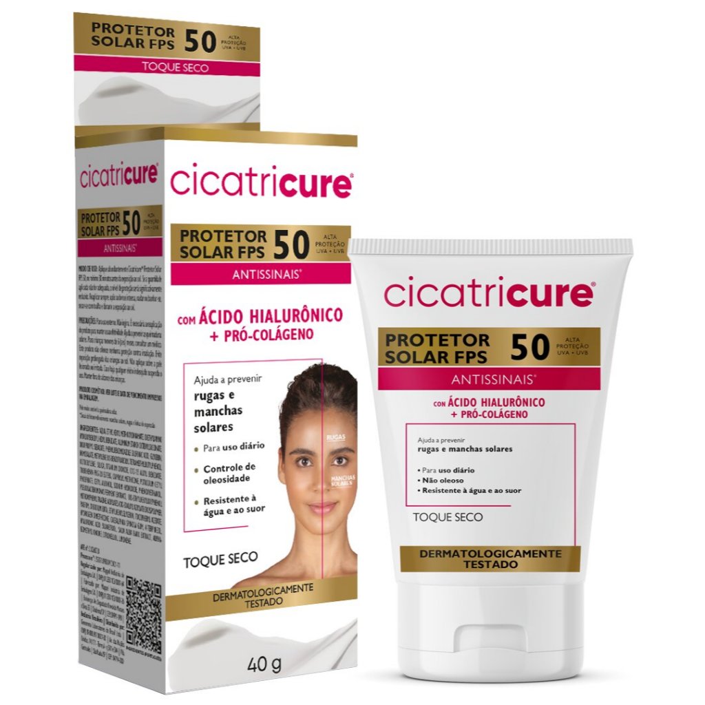 Protetor Solar Cicatricure Matte 40g Ácido Hialurônico e Pró Colágeno