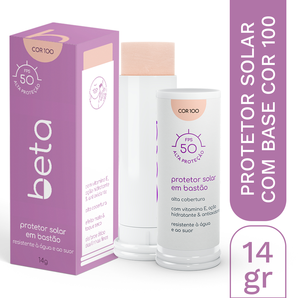 Protetor Solar em Bastão Beta Fps 50 Cor 100 Efeito Matte — Skincare