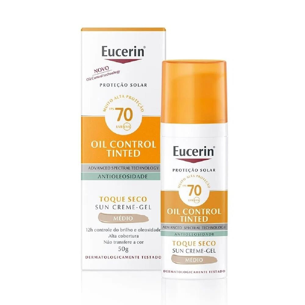Protetor Solar Facial Eucerin Oil Control Tinted Medio 50ml