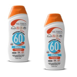 Protetor Solar Facial Fps 60 120 ML Bisnaga com 2 Peças Nutriex — Skincare