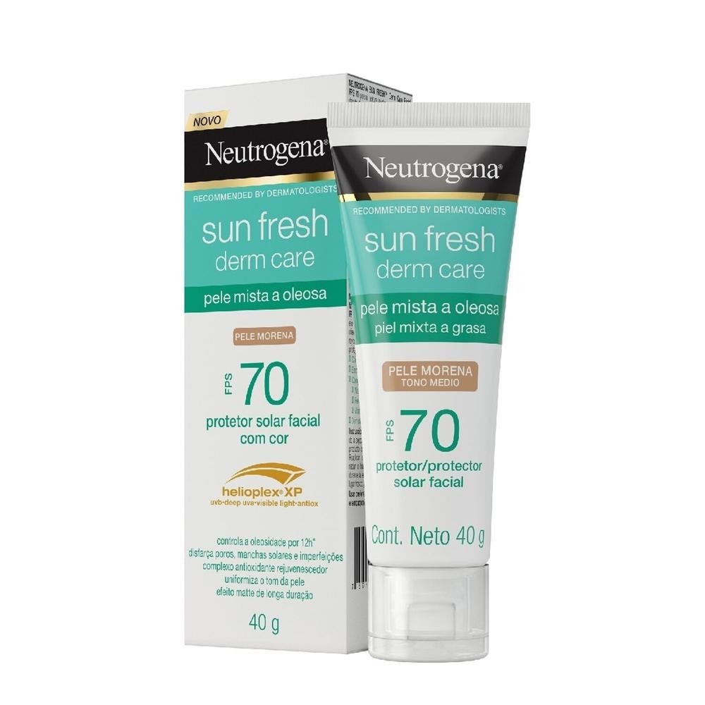 Protetor Solar Facial Neutrogena Sun Fresh Derm Care Pele Morena 40g