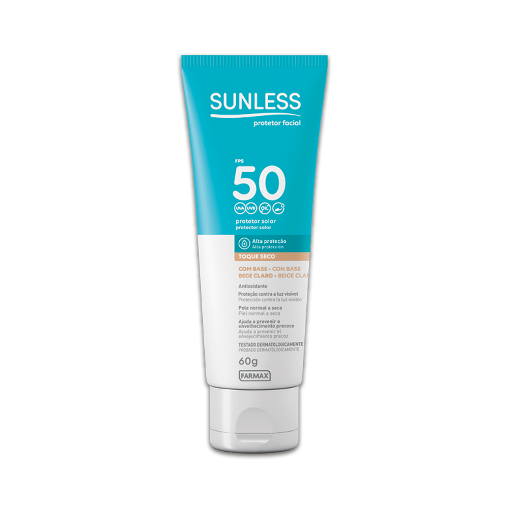 Protetor Solar Facial Sunless Bege Claro 60G Farmax
