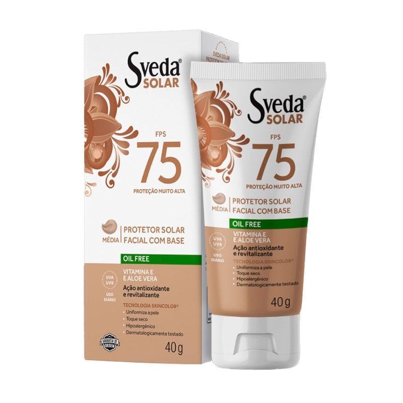Protetor Solar Facial Sveda Solar Oil Free Cor Média 40g