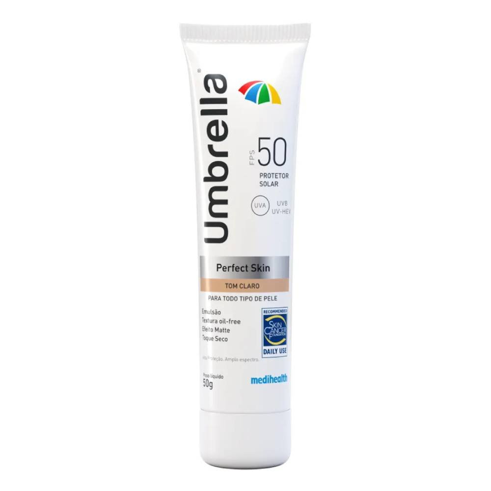 Protetor Solar Facial Umbrella Perfect Skin Tom Claro Fps 50+ 50g