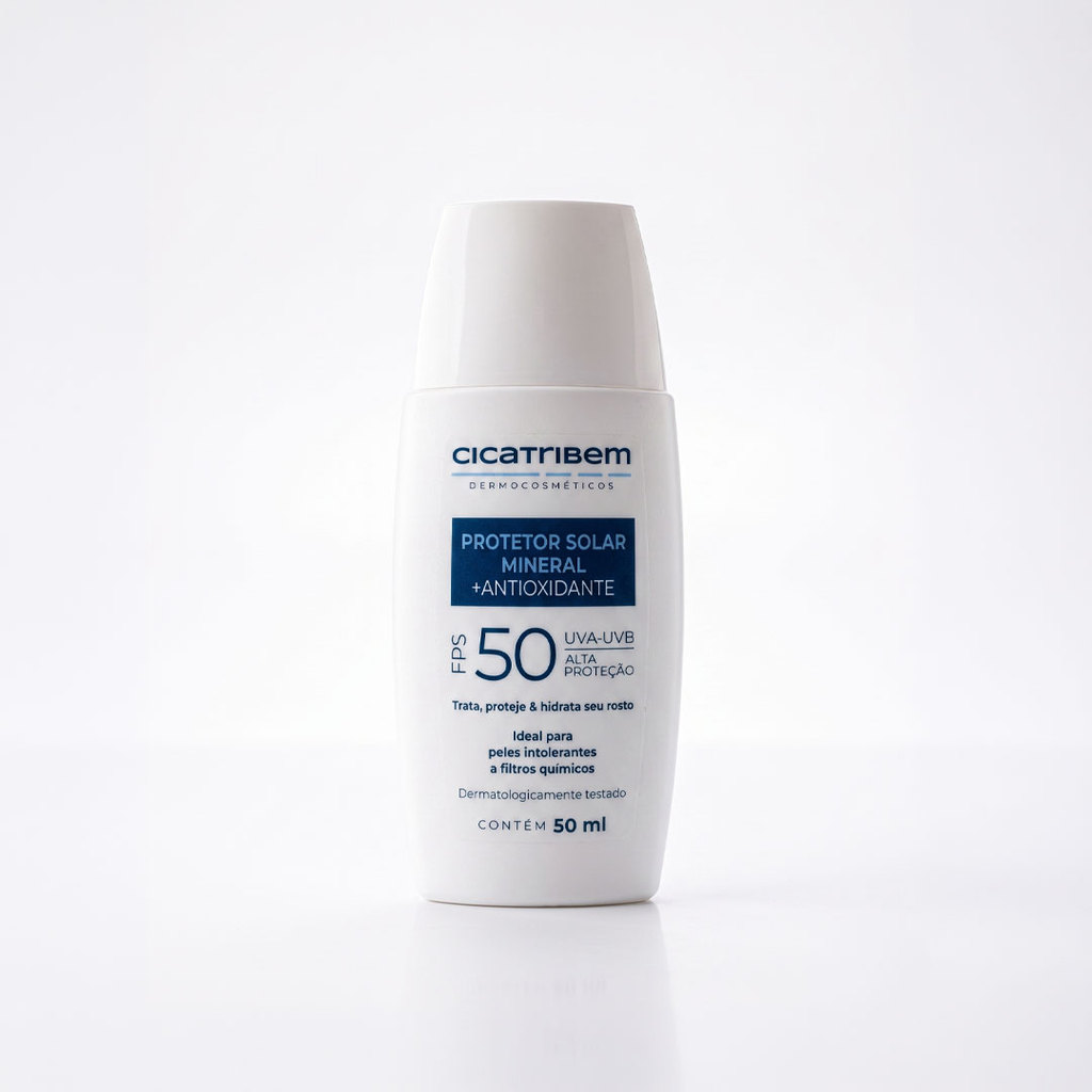 Protetor Solar Mineral Fps 50 Cicatribem 50ml Facial e Corporal — Skincare