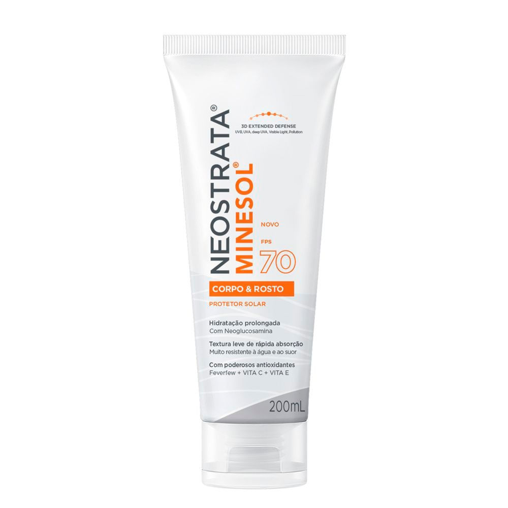 Protetor Solar Minesol NeoStrata Corpo e Rosto Fps 70 200ml