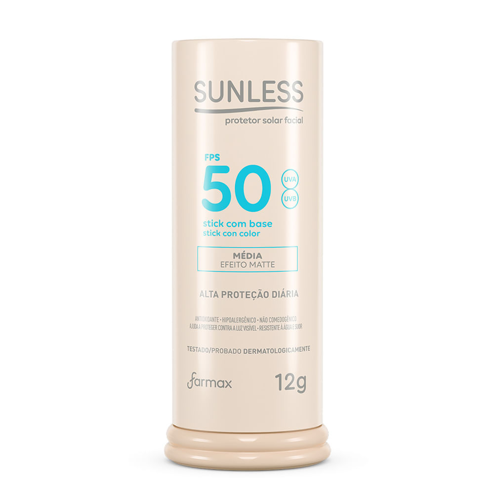 Protetor Solar Sunless Stick com Base Efeito Matte Fps 50 Cor Média