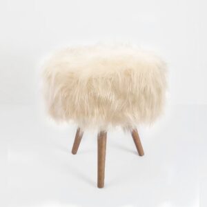 Puf, Puff Para Sala, Hall De Entrada, Pelo Alto Pelúcia Off White
