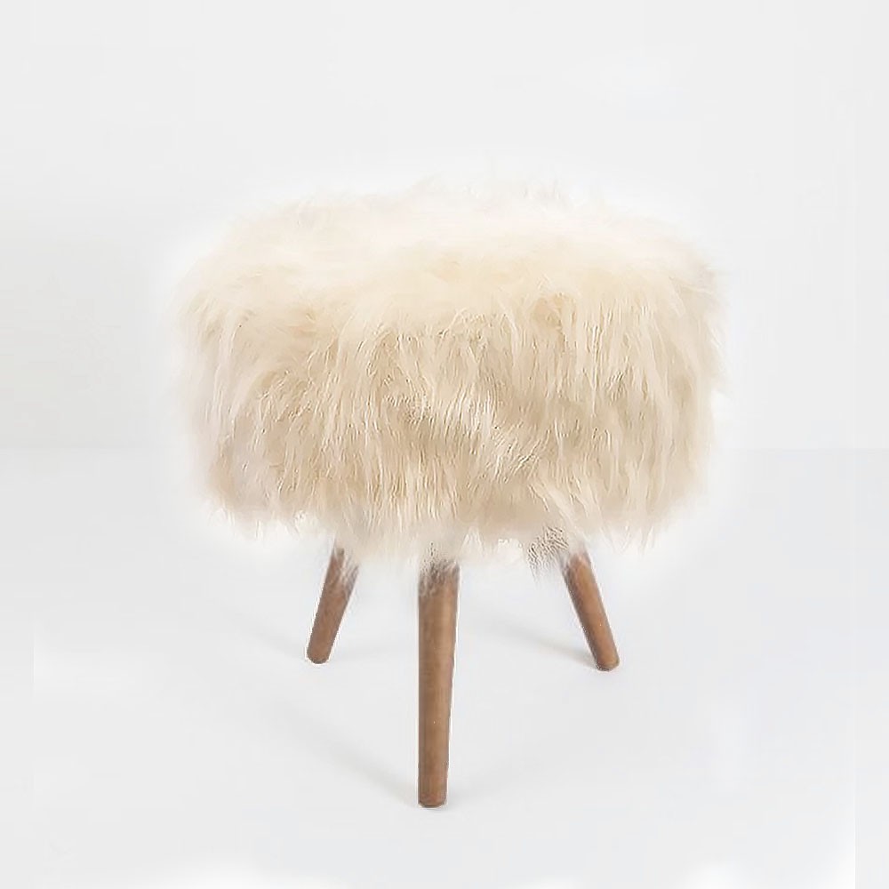 Puf, Puff Para Sala, Hall De Entrada, Pelo Alto Pelúcia Off White