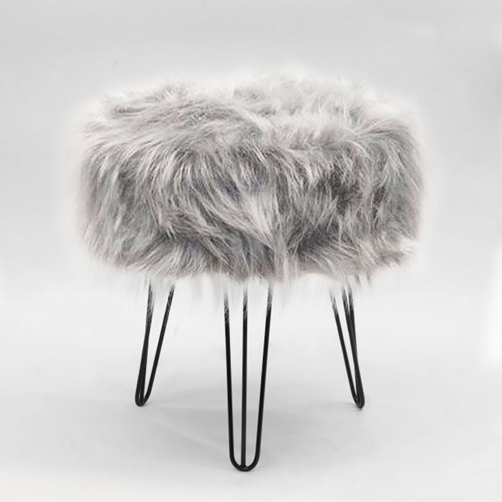 Puf, Puff Para Sala, Puff Redondo Pelúcia Cinza Top — Brinquedos