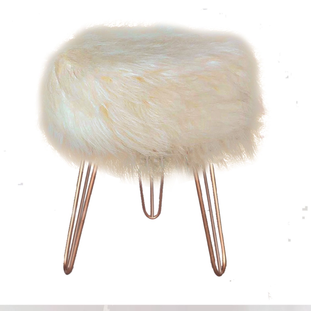 Puff Puf Pufe Banqueta Para Maquiagem Madri Pelúcia Bege Nude Pés