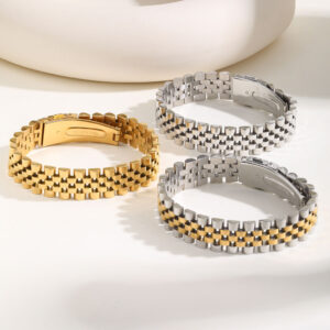 Pulseira De Relógio De Ouro 18k Vnox Para Homens E Mulheres Ligação