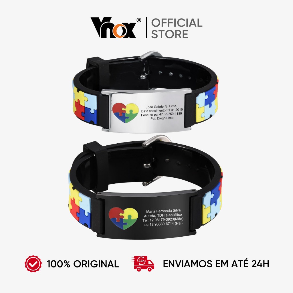 Pulseira Infantil De Autismo Personalizada Vnox De Aço Inoxidável Com