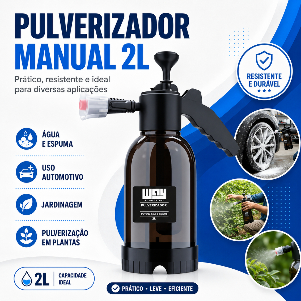Pulverizador Snow Foam Manual 2l 3 Bicos Shampoozeira Espuma