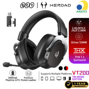 Qcy Headset Gamer Sem Fio Heroad THX7.1 2.4G Bluetooth6.0 20ms 130H