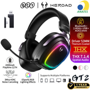 Qcy Heroad GT2 Sem Fio Headset gamer Fone Bluetooth Com 3 Microfone