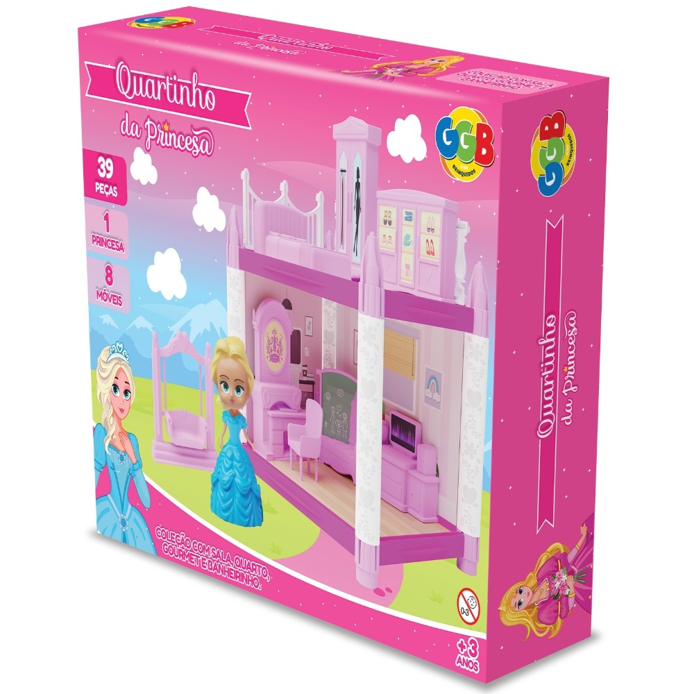 Quartinho DA Princesa Ggb Brinquedos 39 Peças Cômodo Casinha Meninas
