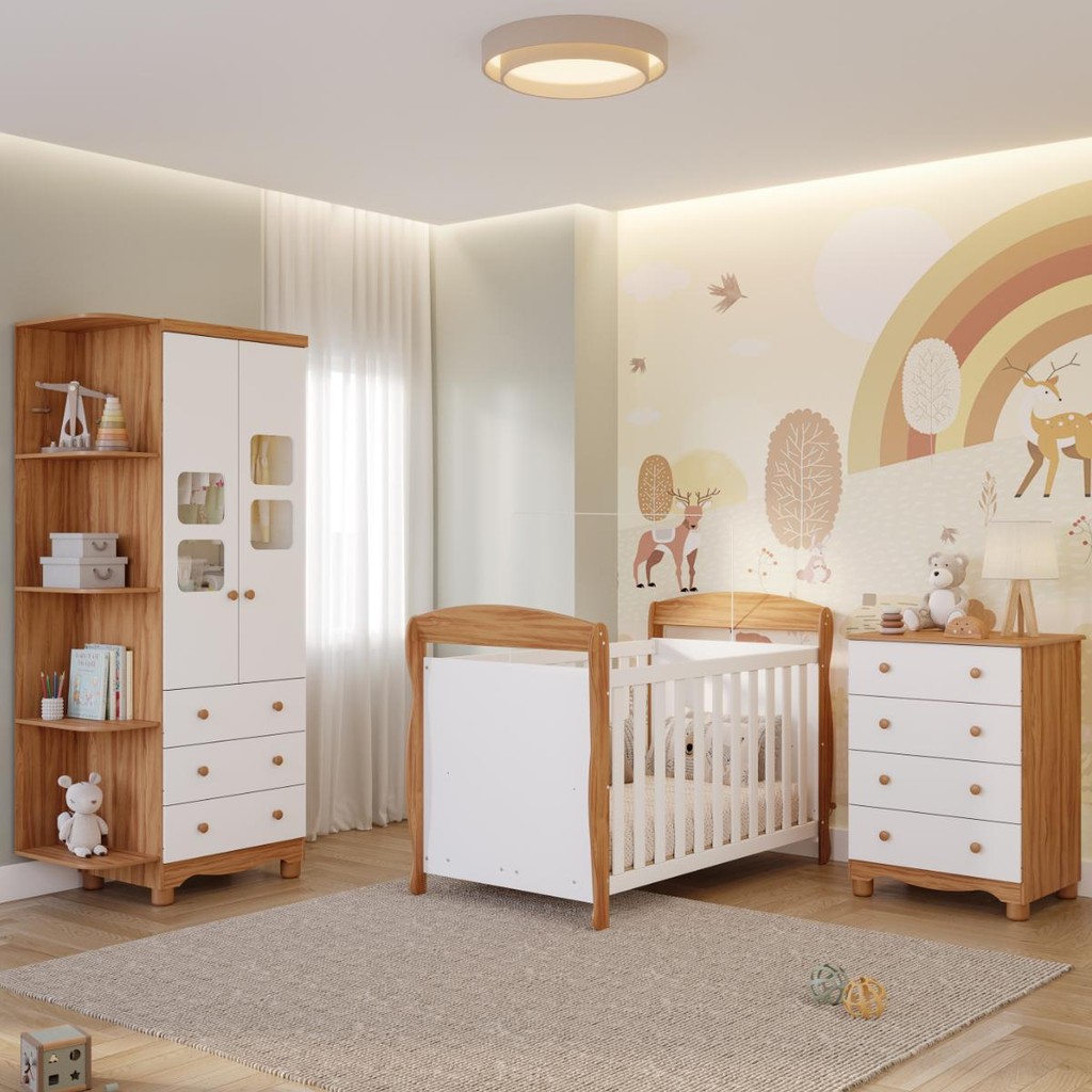 Quarto Bebê Completo Berço Americano Marquesa Guarda Roupa Uli