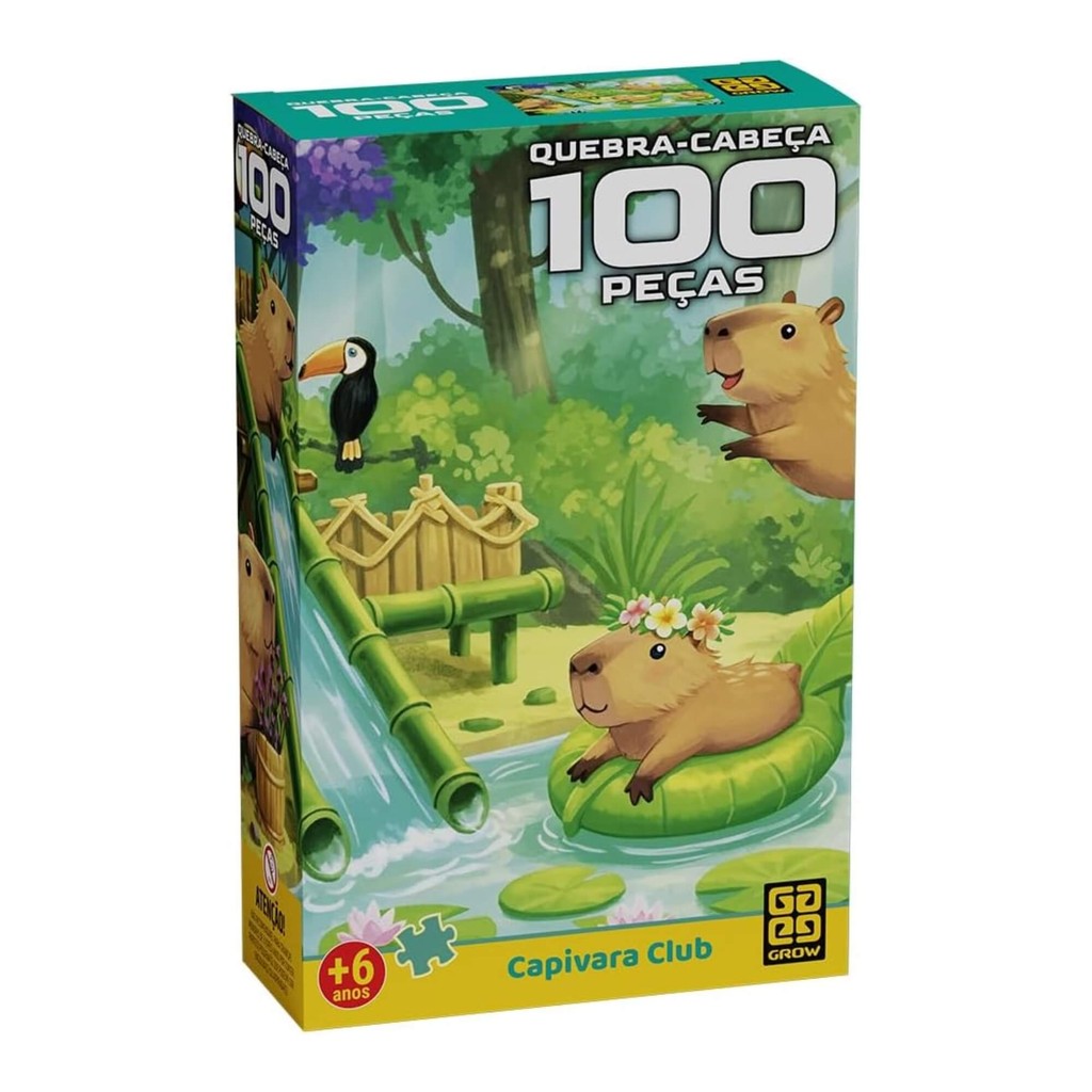 Quebra-cabeça 100 peças Capivara Club +6 Anos Grow 04853 — Brinquedos