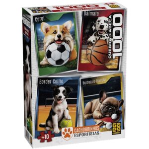 Quebra-cabeça 1000 peças Cachorrinhos Esportistas