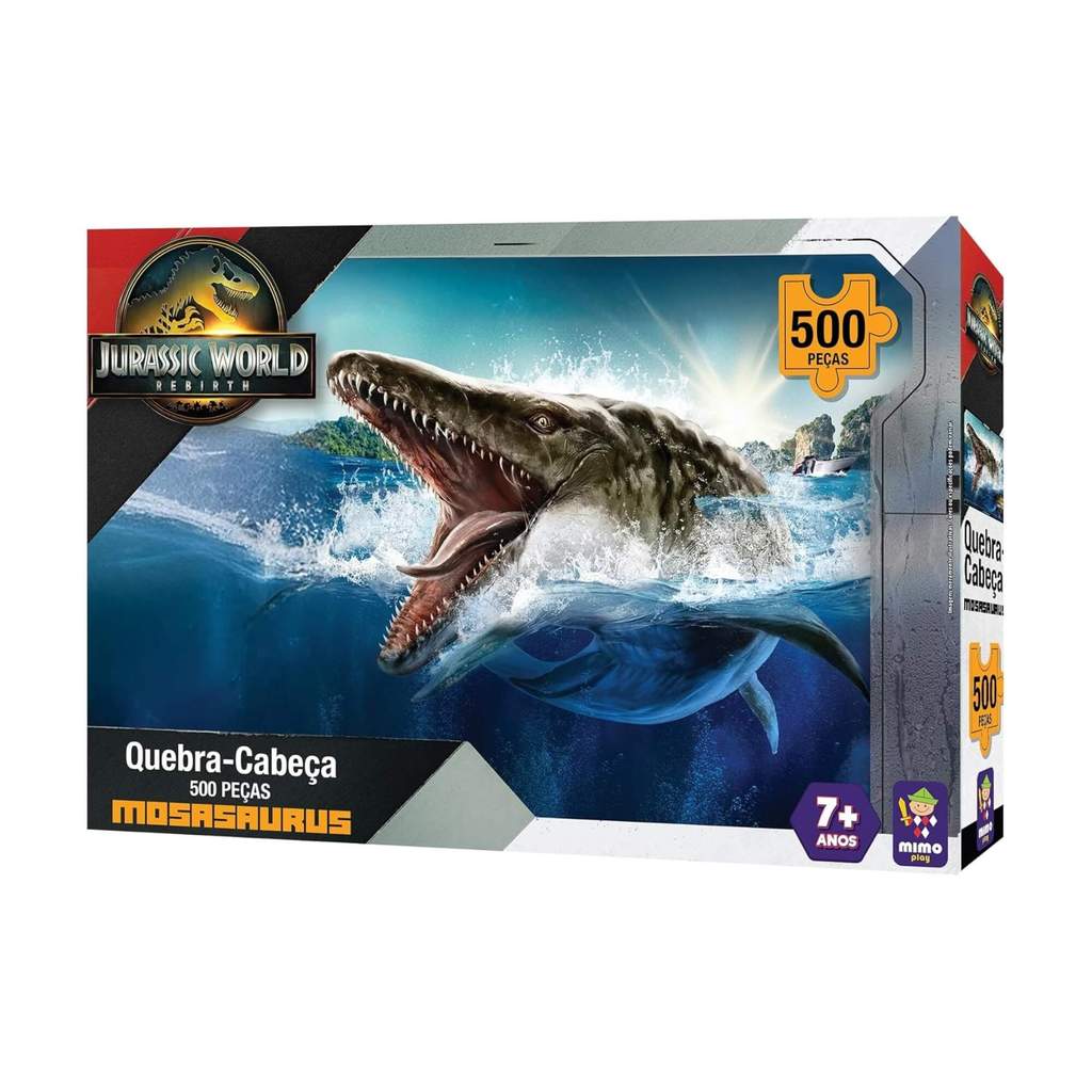 Quebra-cabeça 500 peças Mosassaurus Jurassic World Rebirth Mimo Toys