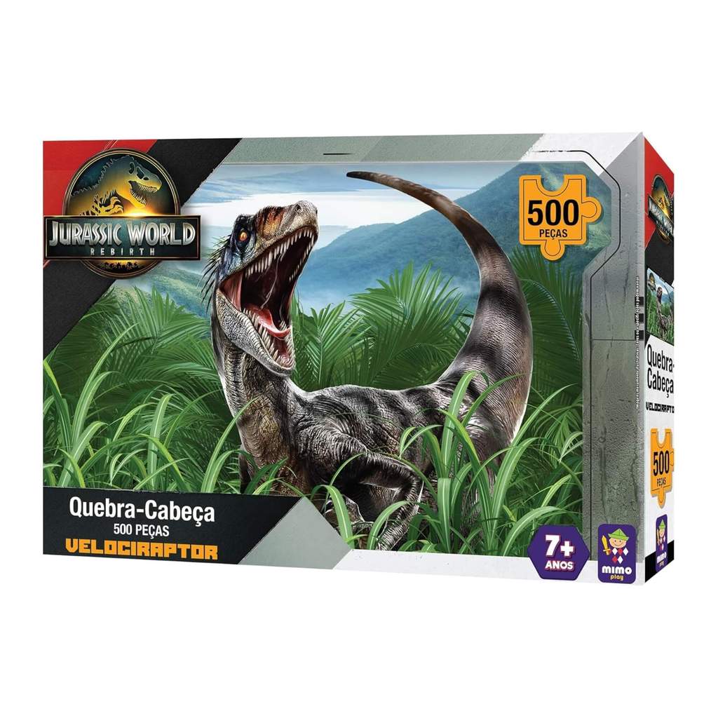 Quebra-cabeça 500 peças Velociraptor Jurassic World Rebirth Mimo Toys — Brinquedos