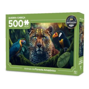 Quebra-cabeça Animais da Floresta Amazônica com 500 Peças Mimo Toys