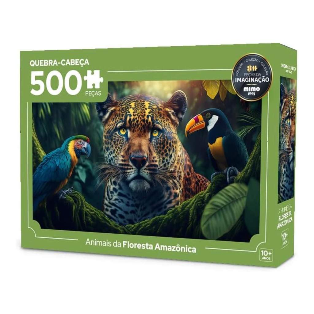 Quebra-cabeça Animais da Floresta Amazônica com 500 Peças Mimo Toys