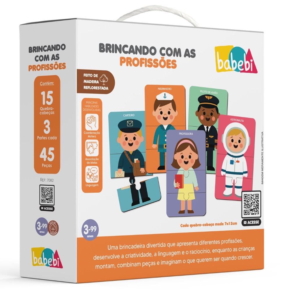 Quebra Cabeça Brincando Com AS Profissões Madeira Babebi Jogo — Brinquedos