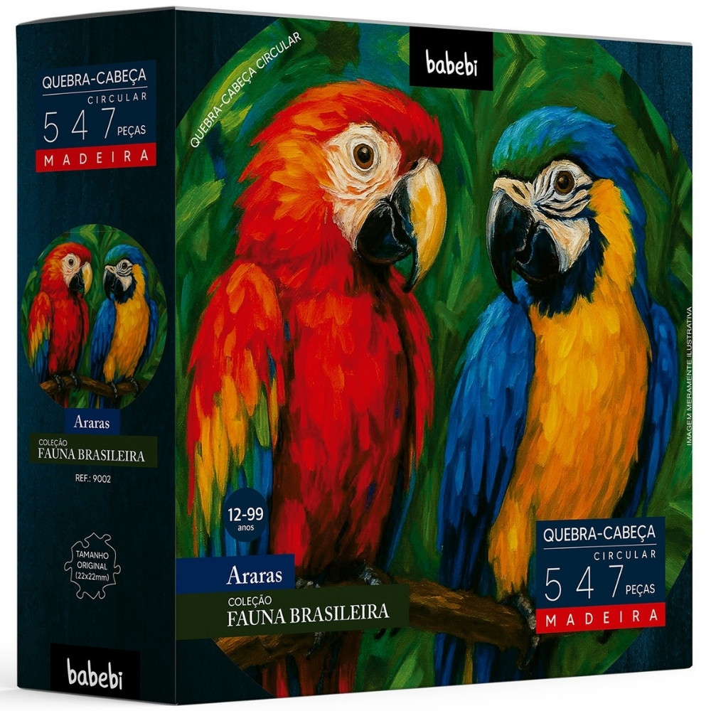 Quebra Cabeça Circular Araras 547 Peças Madeira Babebi Puzzle Arte