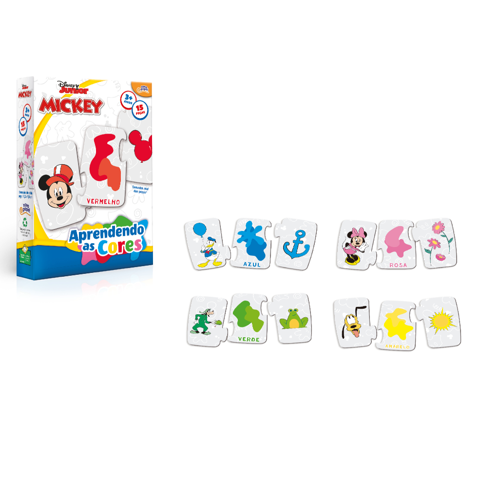 Quebra Cabeça Disney Mickey Mouse Aprendendo as Cores Toyster 8071