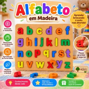 Quebra-Cabeça Encaixe Letras Divertidas Minúsculo Brinquedo