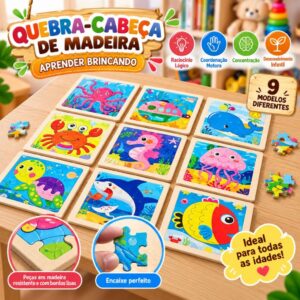 Quebra Cabeça Infantil Montar Brinquedo Encaixe Divertido Animais