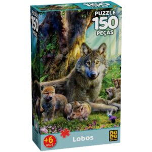 Quebra Cabeça Lobos 150 Peças Grow Puzzle Jogo Didático Cão Selvagens