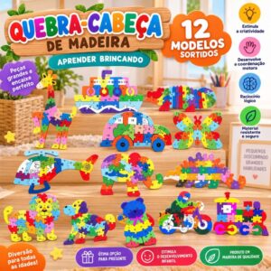 Quebra-cabeça Madeira Infantil Educativo Montessori Animais C 26