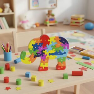 Quebra-cabeça Madeira Infantil Educativo Montessori Animal Elefante