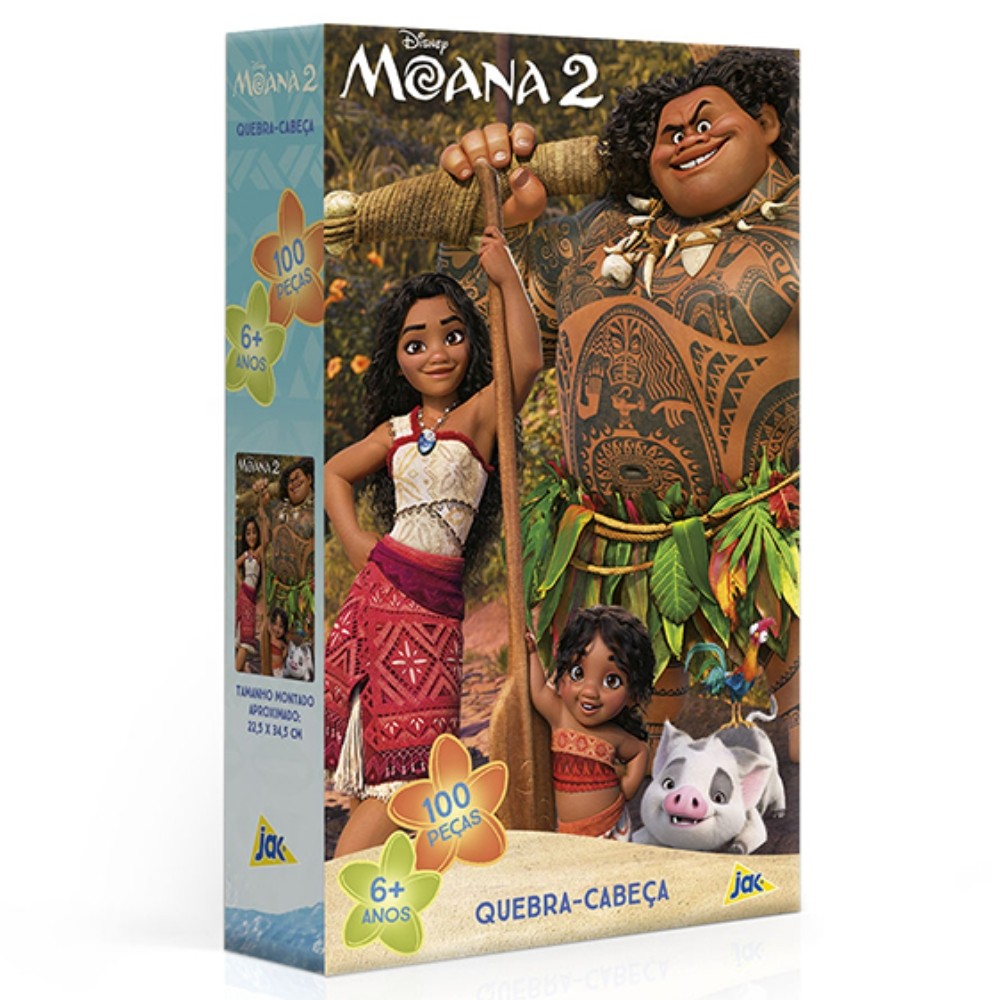 Quebra Cabeça Moana 2 Disney 100 Peças Toyster Desenho Jak Brinquedo
