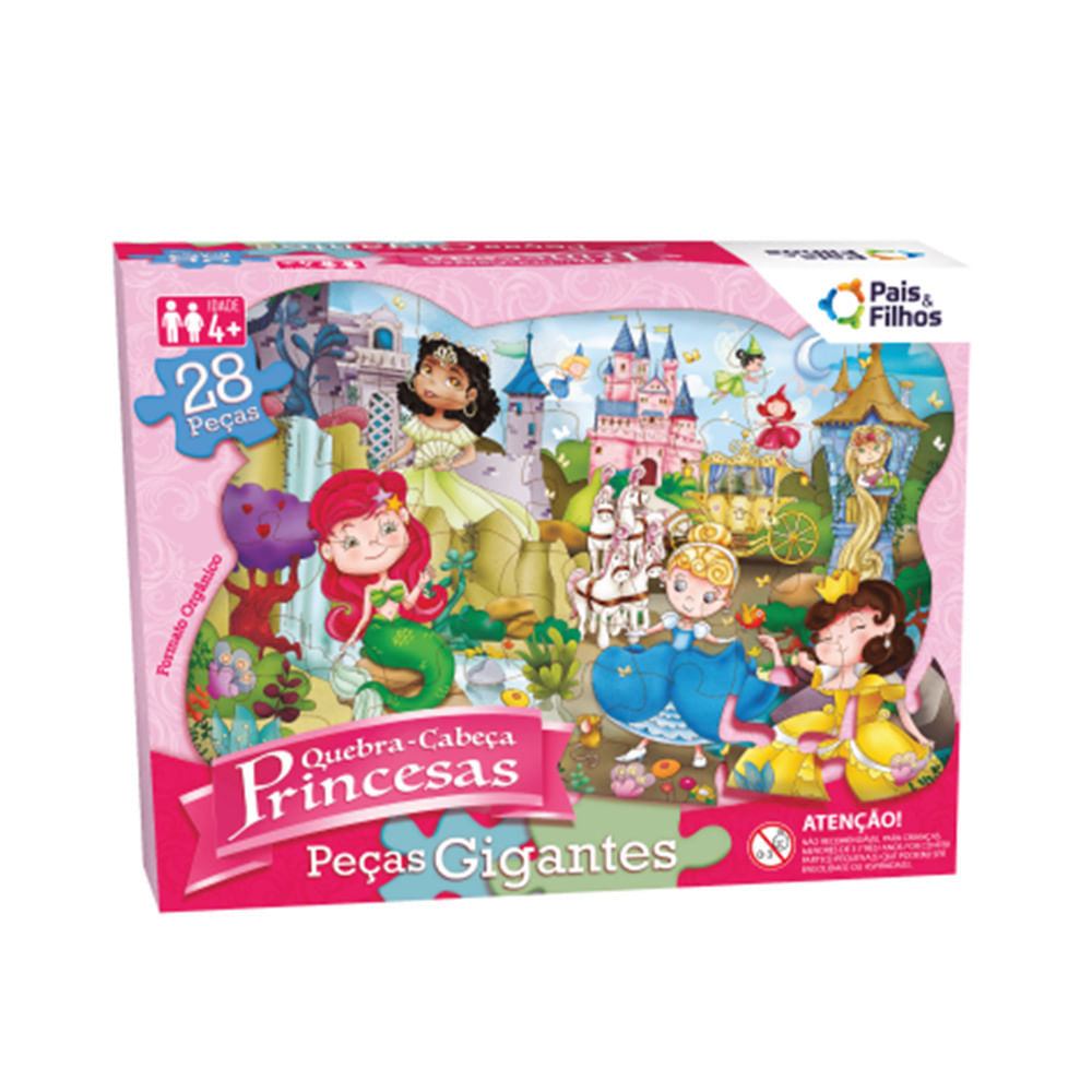 Quebra-Cabeça Pais e Filhos Princesas com 28 Peças Gigantes — Brinquedos
