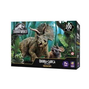 Quebra-Cabeça Puzzle 200 Peças Triceratops Jurassic World Mimo Toys