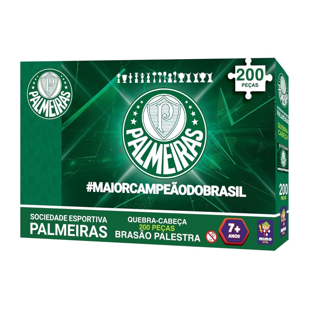 Quebra-Cabeça Puzzle Coleção Palmeiras Brasão Verdão 200 Peças Mimo