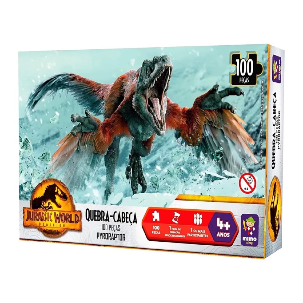 Quebra-Cabeça Pyroraptor 100 Peças Jurassic World Mimo Toys 2083
