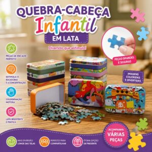 Quebra-cabeça Sortidos De Madeira 60 Peças Quebra-cabeça Na Lata