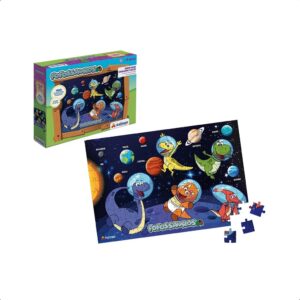 Quebra-Cabeça Xalingo Cartão Fofossauros Planetas 150 peças 46x31cm