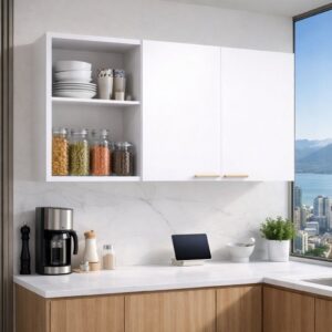 Queima DE Estoque Armário Aéreo 90cm 2 Portas Nichos Organizador
