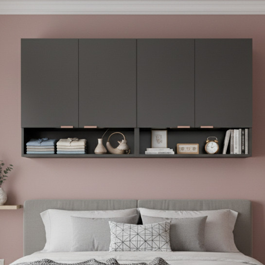 Queima DE Estoque Armário Aéreo Multiuso para Quarto com 4 Portas e