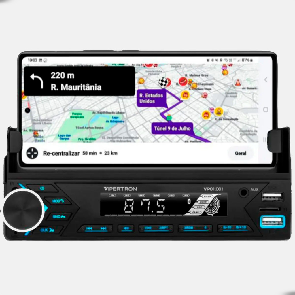 Radio Automotivo Blutooth Vipertron Com Suporte Para Celular 4X45W
